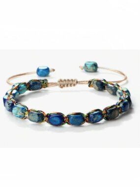 Natural blue Howlite Stone Woven Bracelet